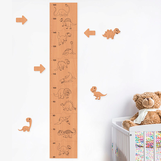 Деревянный детский ростомер Дино- фото 1