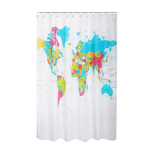 Шторка для душа "Карта мира"- фото 1