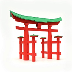 Бумажная модель ToriiI of Itsukushima - фото 2