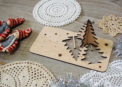 Деревянна 3D открытка Елка- фото 1