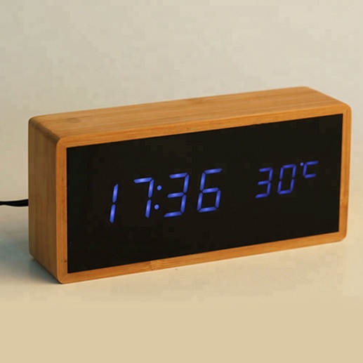 Бамбуковые часы - будильник с акриловыми линзами- фото 1