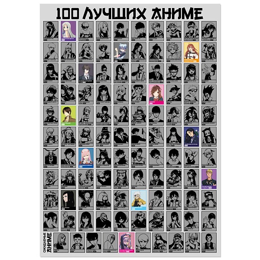 Скретч-постер 100 лучших аниме- фото 1