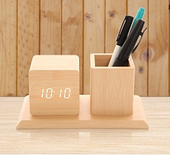 Деревянные LED часы-будильник - фото 4