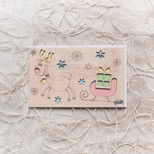 Деревянная открытка Happy New Year- фото 1