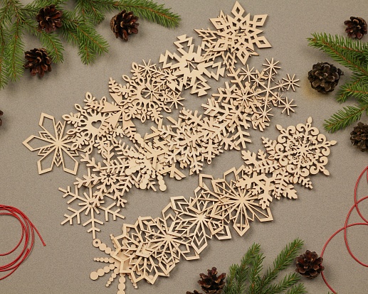Набор снежинок из дерева Snowflakes- фото 1