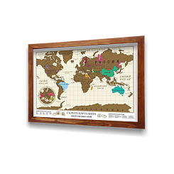 Скретч-карта мира в деревянной раме - фото 2