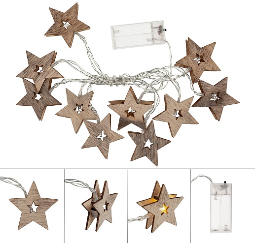 Деревянная гирлянда с логотипом "Новогодние огни"- фото 1