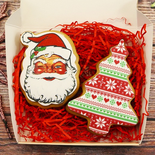Набор новогоднего печенья №2 - Санта и Елка- изображение 1 Набор новогоднего печенья №2 - Санта и Елка- фото 1