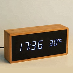 Бамбуковые часы - будильник с акриловыми линзами - фото 2